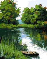 Opakowanie Malowanie po numerach - Łódź na rzece 40x50cm