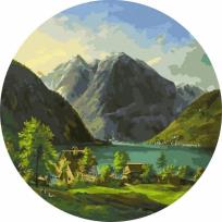 Opakowanie Malowanie po numerach okrągłe - Krajobraz jeziora