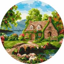 Opakowanie Malowanie po numerach okrągłe - Kwitnący dom 40cm