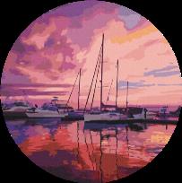 Opakowanie Malowanie po numerach Różowy świt w klubie jachtowym