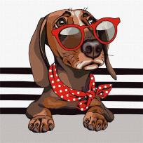 Opakowanie Malowanie po numerach - Stylowy jamnik 40x40