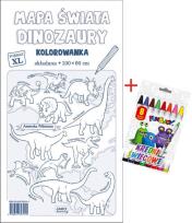 Opakowanie Mapa świata Dinozaury Kolorowanka XL + kredki