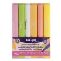 Opakowanie Marker akrylowy z końcówką Brush 6kol STRIGO