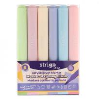 Opakowanie Marker akrylowy z końcówką Brush 6kol STRIGO