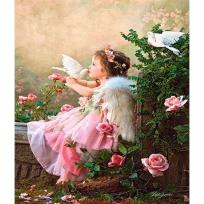 Opakowanie Mozaika diamentowa 5D - Dziewczyna z gołeb 40x30cm