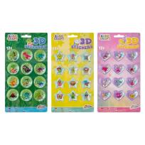 Opakowanie Naklejki 3D z brokatami 12 sztuk mix