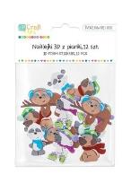 Opakowanie Naklejki 3D z piankami zimowe zwierzaki 12szt