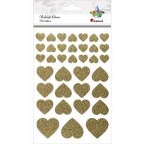 Opakowanie Naklejki foliowe serca brokatowe złote 36szt.