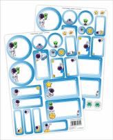 Opakowanie Naklejki imienne - Kosmos 44szt