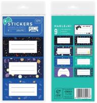 Opakowanie Naklejki na zeszyty 9 sztuk Game over 12 blistrów