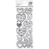 Opakowanie Naklejki papierowe serca z dekorem mix 24szt.