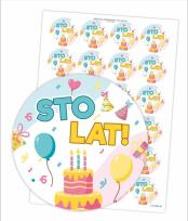 Opakowanie Naklejki urodzinowe - Sto lat! 24szt