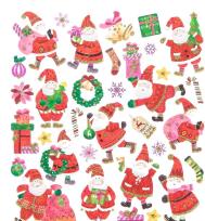 Opakowanie Naklejki z brokatem mikołaje 32szt