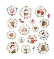 Opakowanie Naklejki z brokatem świąteczka wianuszki 18szt