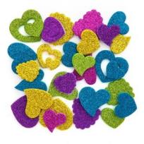 Opakowanie Naklejki z pianki brokat - serca 45 szt.