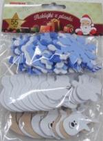 Opakowanie Naklejki z pianki renifery bałwany śnieżynki 55szt