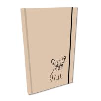 Opakowanie Notes A5 gładki z gumką Soft Touch lakier UV buldog beż