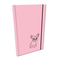 Opakowanie Notes A5 gładki z gumką Soft Touch lakier UV buldog róż pastel