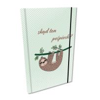 Opakowanie Notes A5 kratka z gumką Soft Touch leniwiec chwilunia