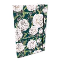 Opakowanie Notes A5 kratka z gumką Soft Touch Peonie w zieleni