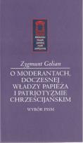 Okładka książki O moderantach, doczesnej władzy papieża i patriotyzmie chrześcijańskim