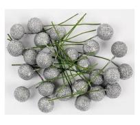 Opakowanie Owoce ostrzokerzewu 12cm srebrne brokat