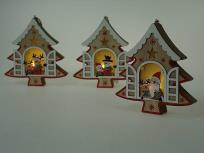 Opakowanie Ozdoba świąteczna drewniana ze światłem MIX