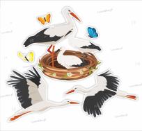 Opakowanie Ozdoby okienne Wiosna bocianie gniazdo 6szt