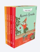 Okładka książki Pakiet Myszonek. Myszonek chce po swojemu / Myszonek pomaga w domu / Myszonek i Gwiazdka / Myszonek i trzaskający mróz / Myszonek i urodzinowy prezent / Myszonek pod namiotem. Frajda