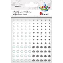 Opakowanie Perełki samoprzylepne okrągłe 120szt białe srebrne