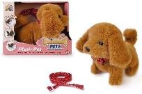 Opakowanie Piesek chodzący na smyczy 14cm brązowy