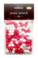 Opakowanie Pompony akrylowe biało-czerwona 10mm 100szt