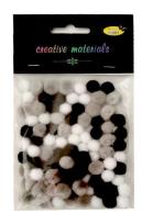 Opakowanie Pompony akrylowe biało-szaro-czarne 10mm 100szt