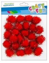 Opakowanie Pompony brokatowe czerwone 2cm 24szt