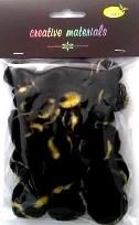 Opakowanie Pompony dwukolorowe czarno żółte 25-40mm 21szt