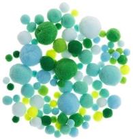 Opakowanie Pompony odcienie zielone i niebieskie 20g