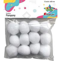 Opakowanie Pompony poliestrowe 12szt białe