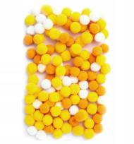 Opakowanie Pompony poliestrowe żółte 1cm mix 120 szt.