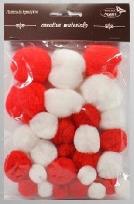 Opakowanie Pompony tonacyjne biało czerwone 15-40mm 30szt