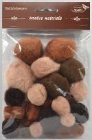 Opakowanie Pompony tonacyjne brązowe 15-40mm 30szt