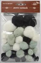 Opakowanie Pompony tonacyjne czarno białe 15-40mm 30szt