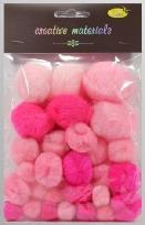 Opakowanie Pompony tonacyjne różowe 15-40mm 30szt