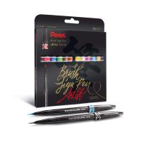 Opakowanie Precyzyjny pędzelek do kaligrafii  SESF30, mix 12 kolorów opakowanych w elegancki kartonik.