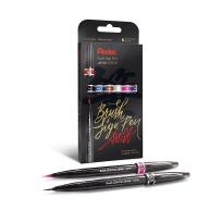 Opakowanie Precyzyjny pędzelek do kaligrafii  SESF30, mix 6 kolorów opakowanych w elegancki kartonik.