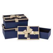 Opakowanie Pudełko prezentowe z kokardą 3szt niebiesk ROZETTE