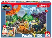 Opakowanie Puzzle 100 Schleich Eldrador Bitwa o super kryształ + figurka 113350