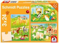 Opakowanie Puzzle 3x24 Słodkie zwierzaki G3