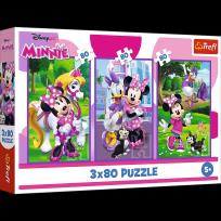 Opakowanie Puzzle 3x80 Minnie i przyjaciele TREFL