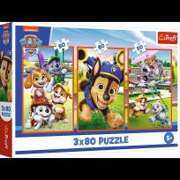 Opakowanie Puzzle 3x80 Psia zgraja TREFL