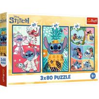 Opakowanie Puzzle 3x80 Świat Stitcha TREFL